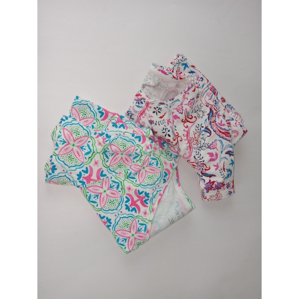 Lot 2 Talbots Shirt Womens XS Short Sleeve Pullover Floral Paisley‎ Muiticolor